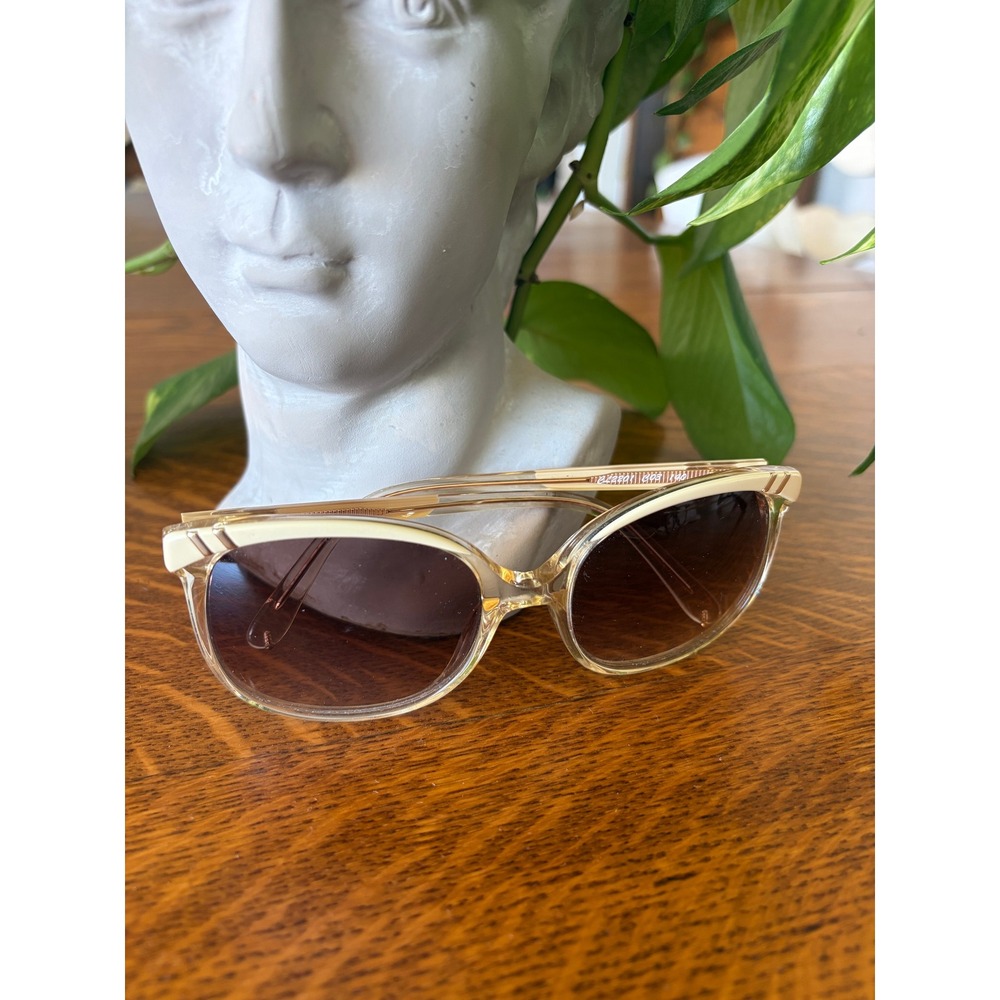 Chloe Women Sunglasses Transparent Champagne Cream White Oval Gradient Lenses
